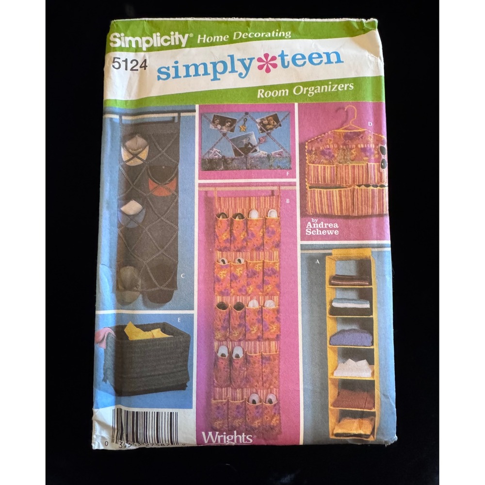 Simplicity 5124 Simply Teen Room Organizers Sewing Pattern Andrea Schewe Uncut